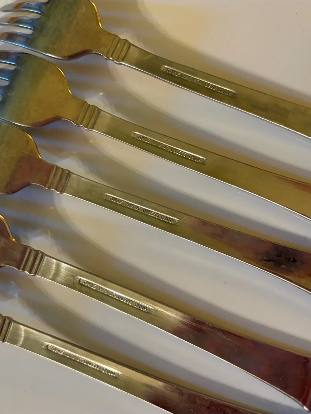 Towle Classique Bands 18/8 glossy stainless flatware set of 5 salad forks VGUC